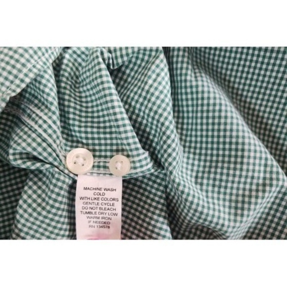 Vineyard Vines Men's Med Green Check Murray Shirt Long Sleeve Button Down Cotton - Picture 10 of 10